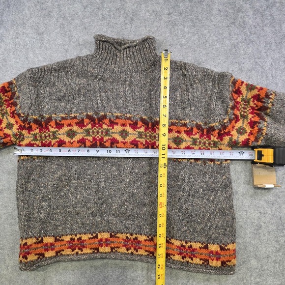 Vintage Abercrombie & Fitch Sweater Womens Medium Gray Wool Rollneck Fair Isle - Picture 7 of 11